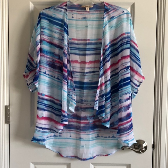 Decree 2 Kimonos Floral Stripes Blue - Picture 3 of 6